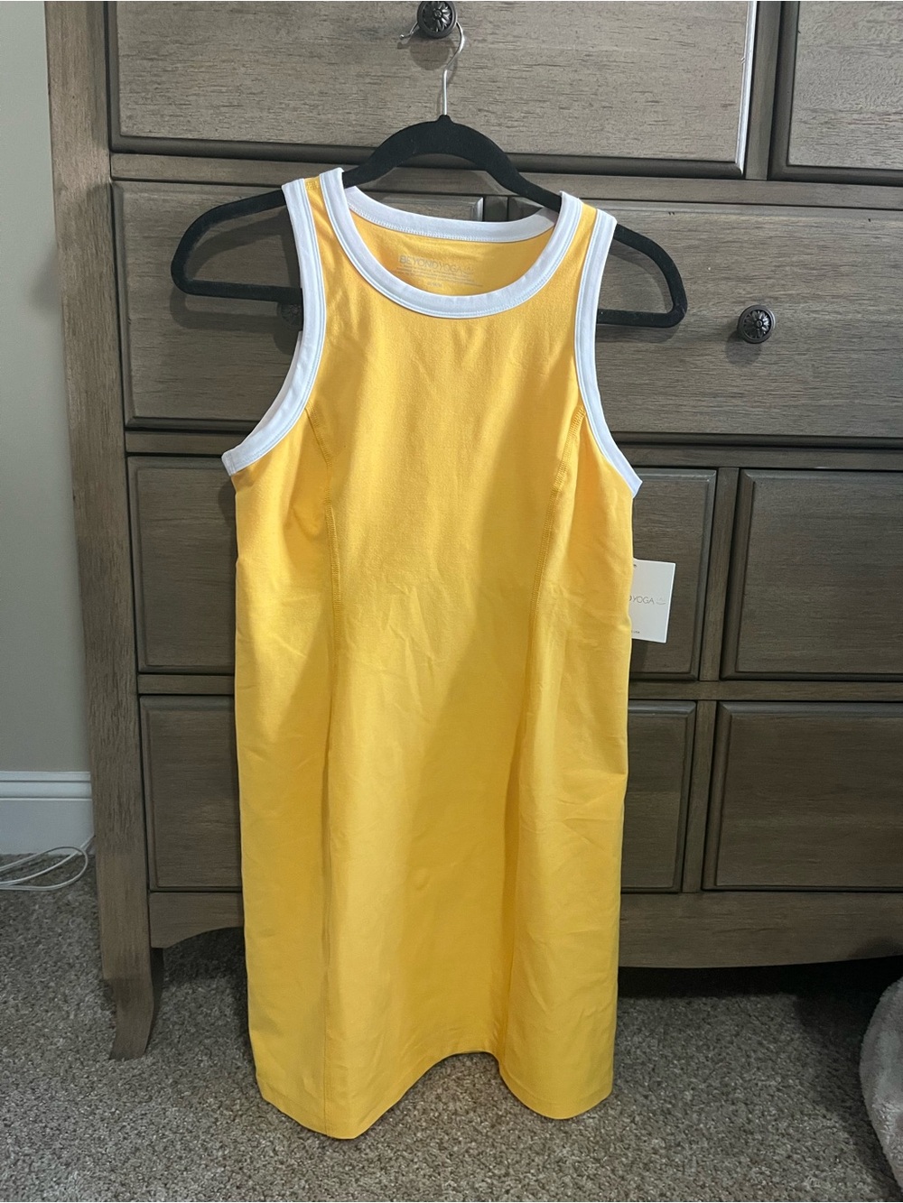 Women’s Beyond Yoga Yellow Tank Dress with White Trim